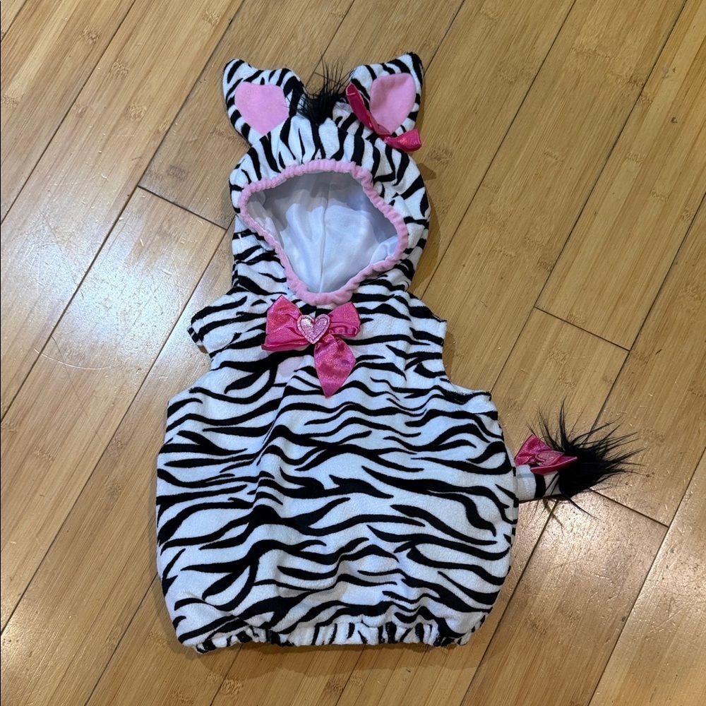 Koala Kids Infant Girl Plush Black White Stripe Baby Zebra Costume Hoodie 6-9m